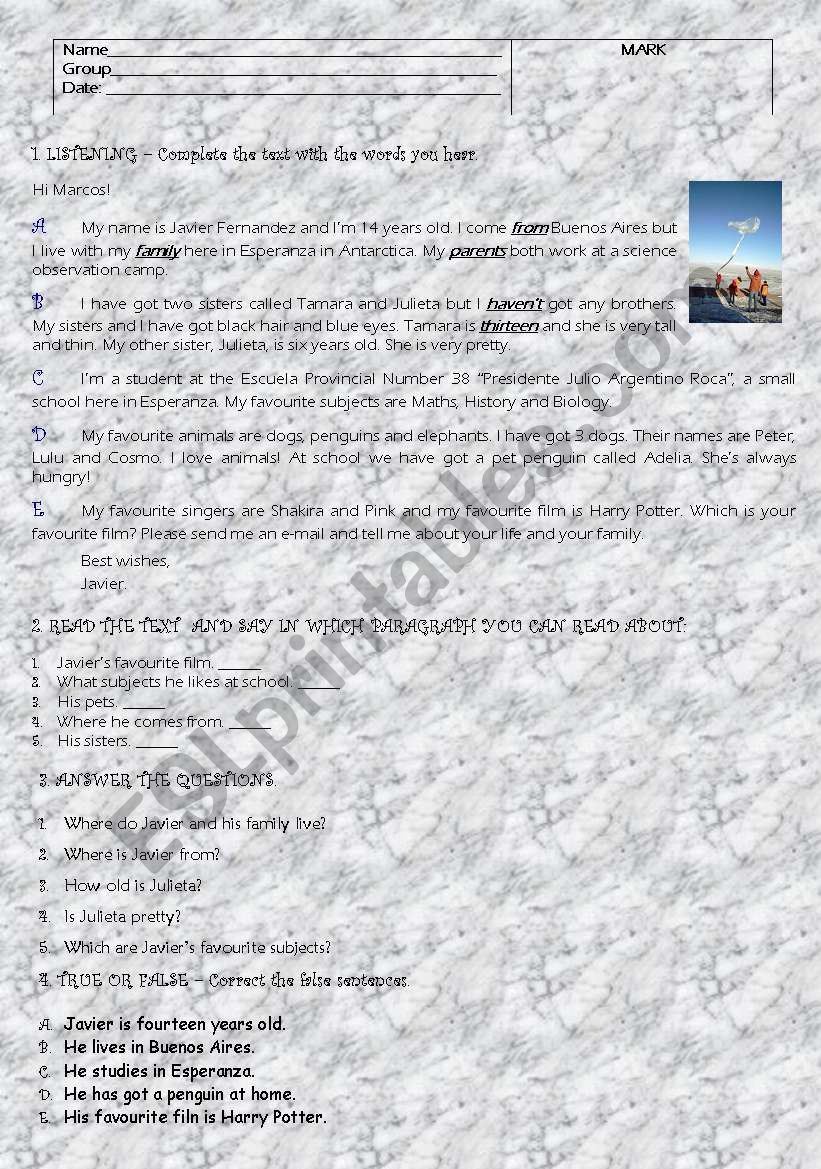 Living in Antarctica worksheet