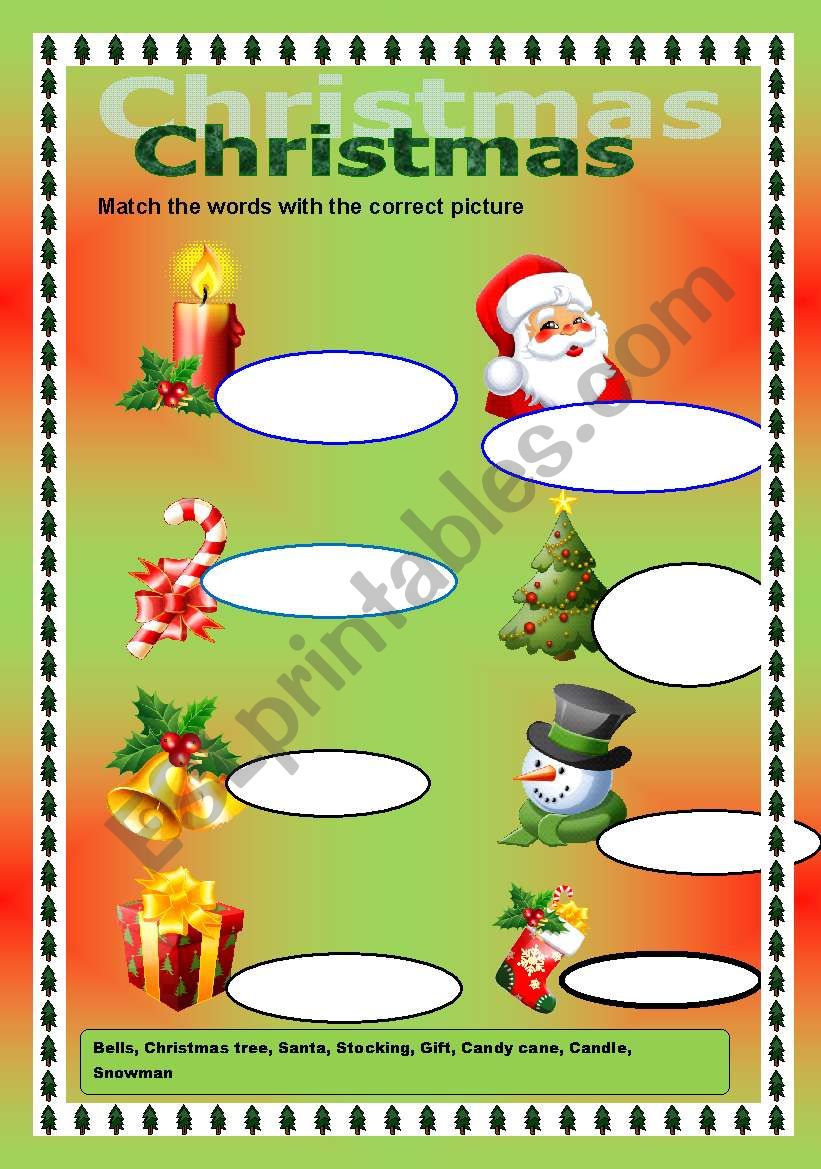 Christmas vocabulary worksheet