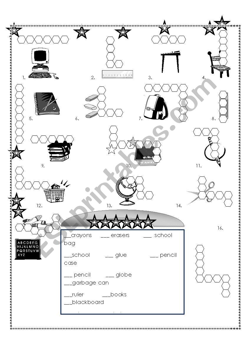 Classroom crossword worksheet