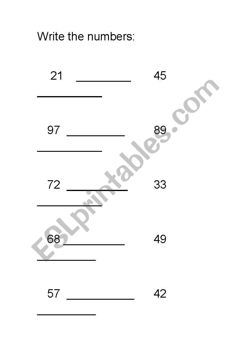 numbers 10-100 worksheet