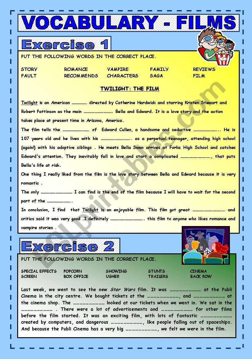 VOCABULARY : FILMS  worksheet