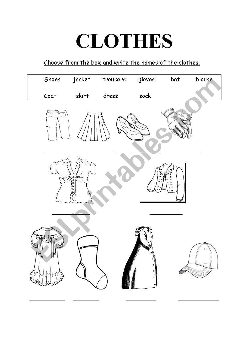 CLOTHES worksheet