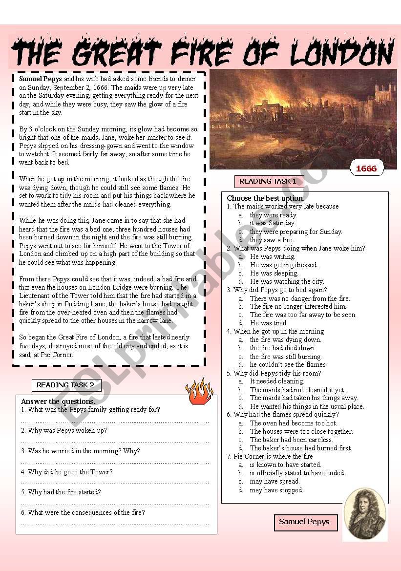 The Great Fire of London worksheet