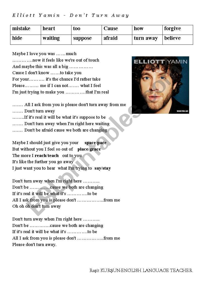 Elliot Yamin-Dont Turn Away worksheet