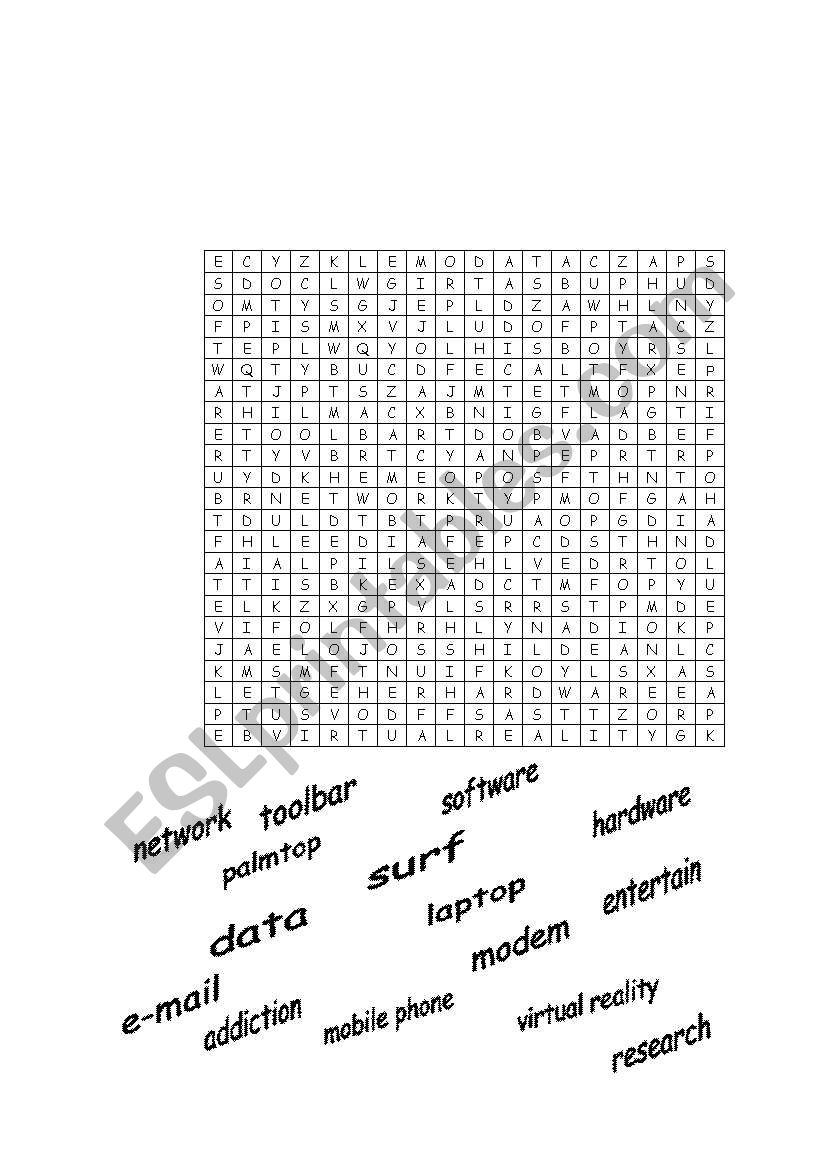 Computers - Wordpuzzle worksheet