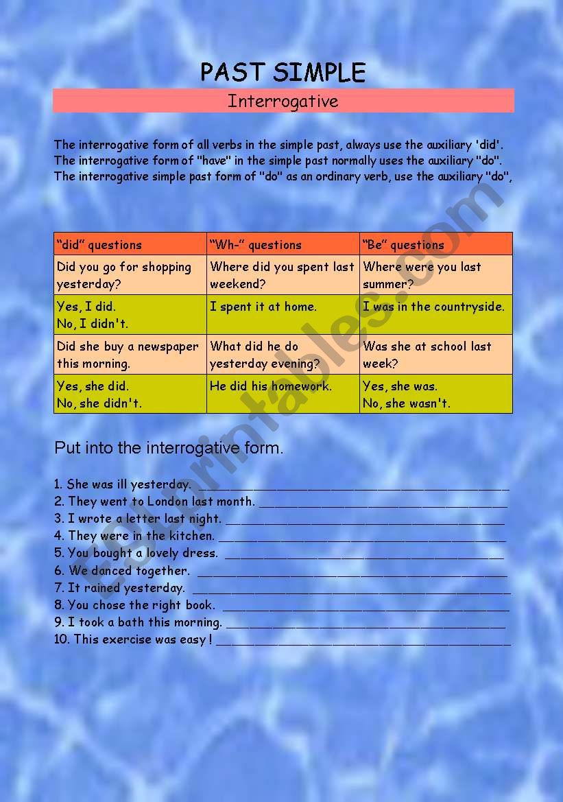 past simple - interrogative form