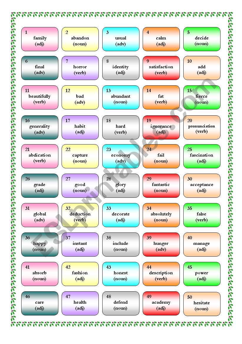 Word formation Game 3 worksheet