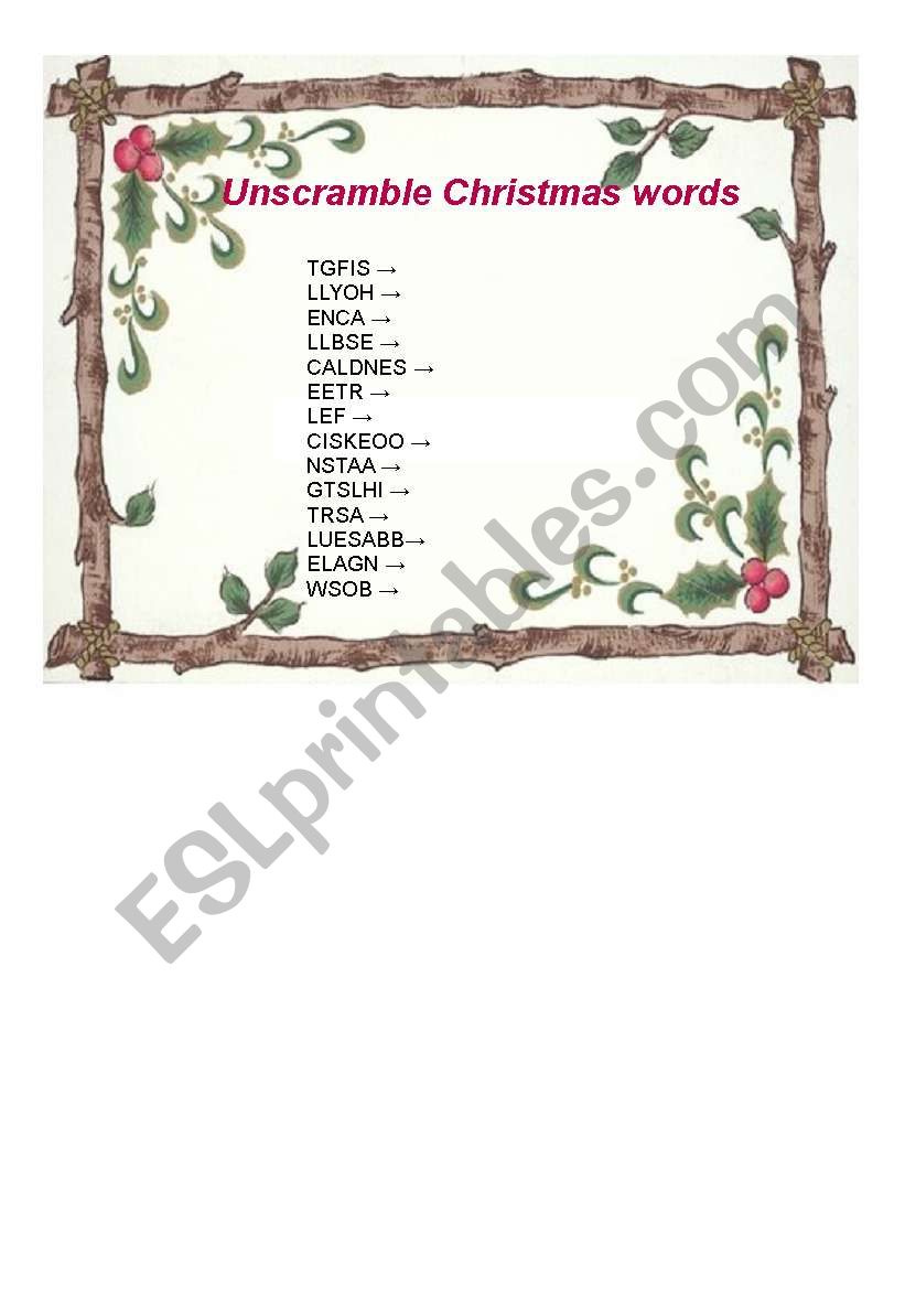 XMAS WORDS  worksheet