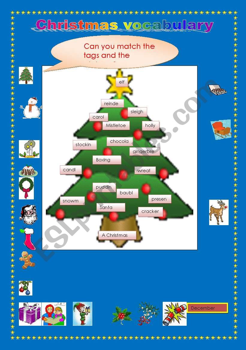 Christmas vocabulary worksheet