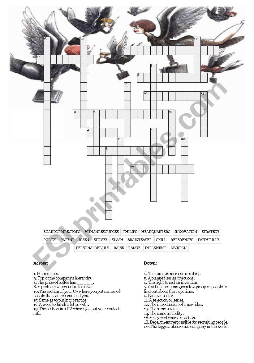 Business Vocab Crossword worksheet