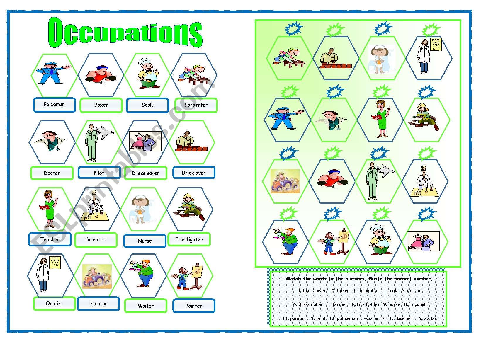 Occupations worksheet