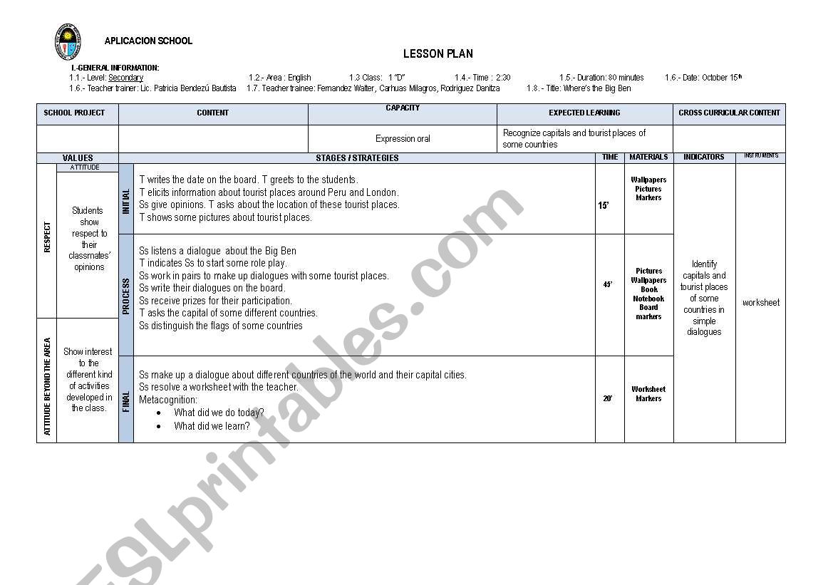 lesson plan worksheet