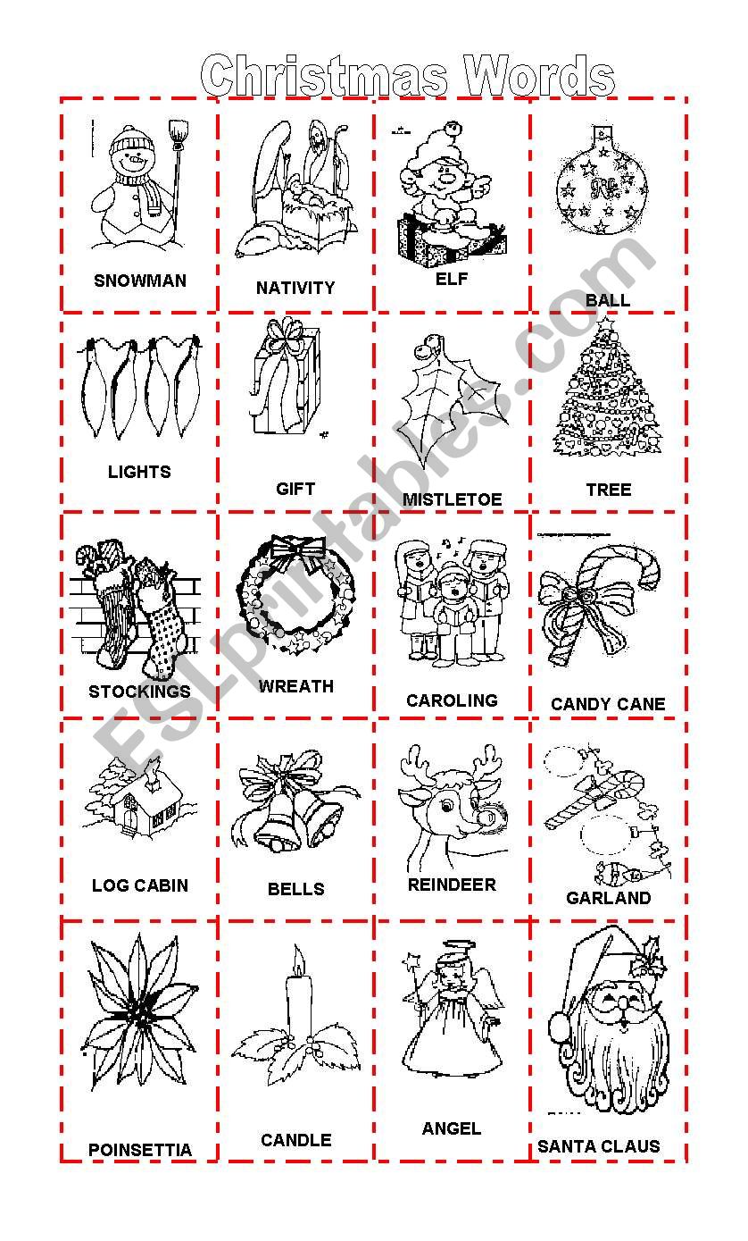 CHRISTMAS VOCABULARY worksheet