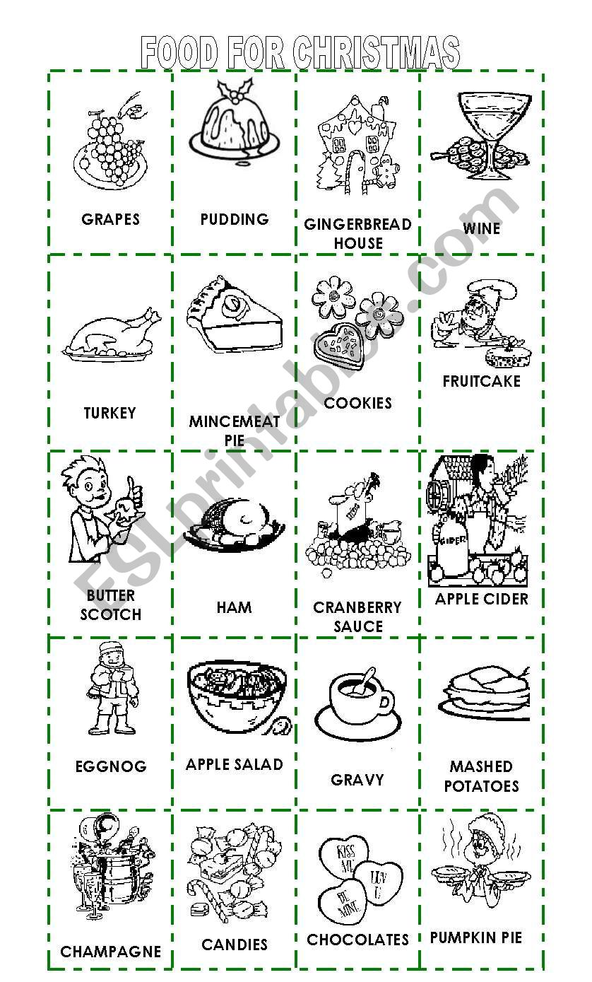 CHRISTMAS,  TRADITIONAL FOOD worksheet