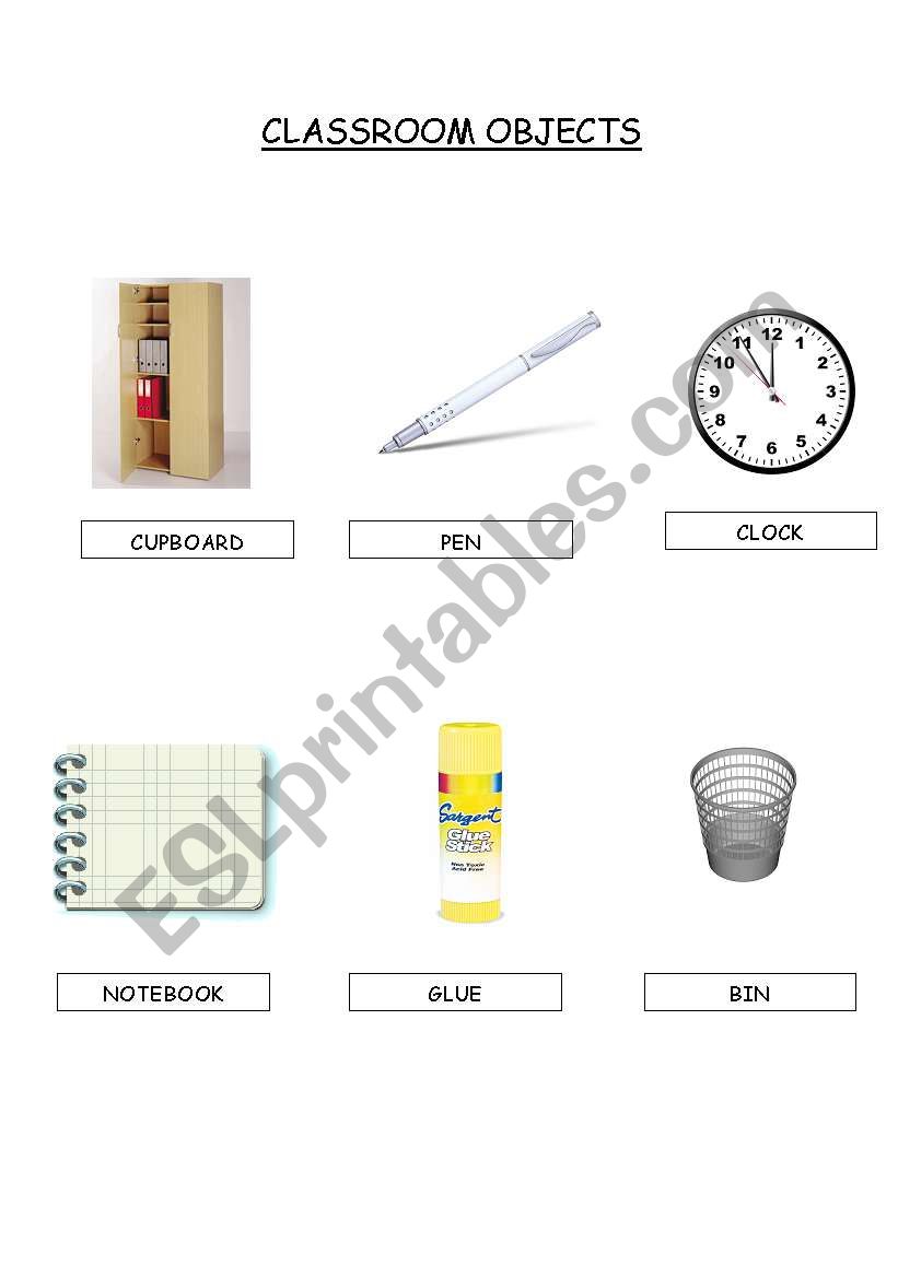 classroom objects worksheet