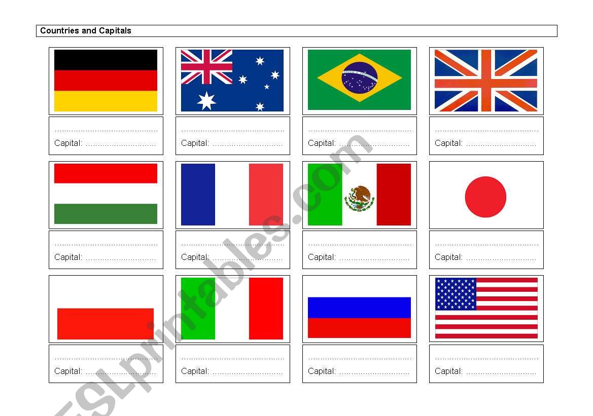 Countries and Capitals worksheet