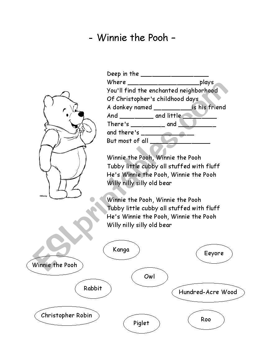 English Worksheets Winnie The Pooh