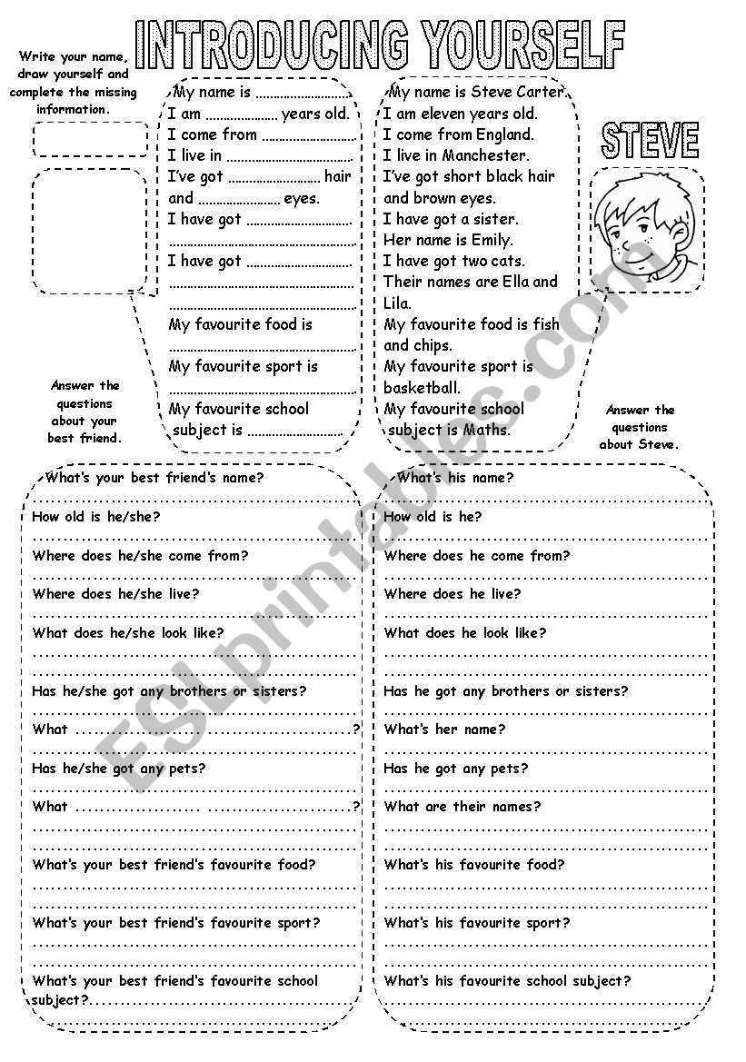 INTRODUCING YOURSELF (2) worksheet