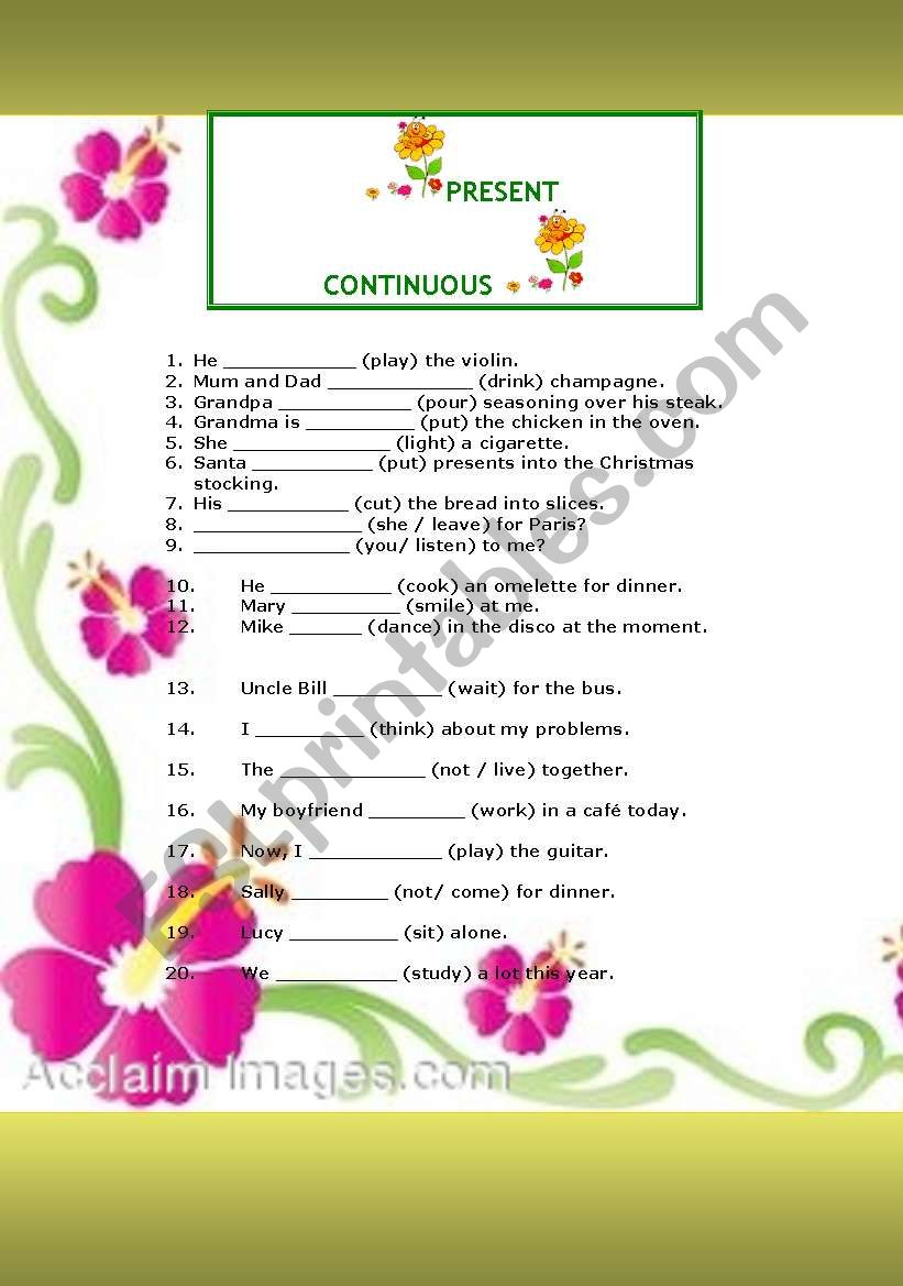 PRESENT CONTINOUS.. worksheet