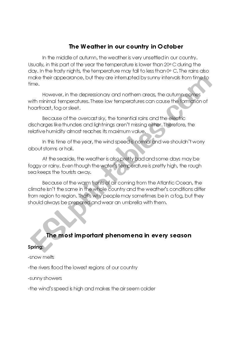 Weather & Idioms worksheet