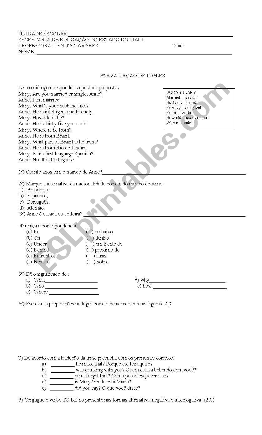 prova worksheet