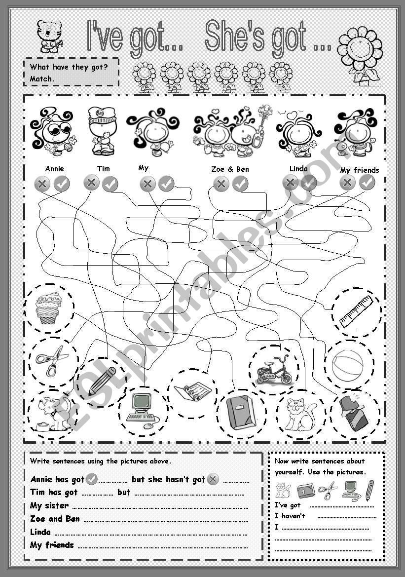 IÂ´ve got... SheÂ´s got worksheet