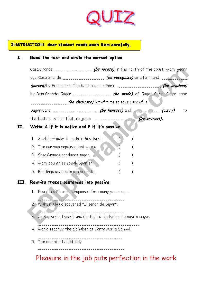 Passi voice  worksheet