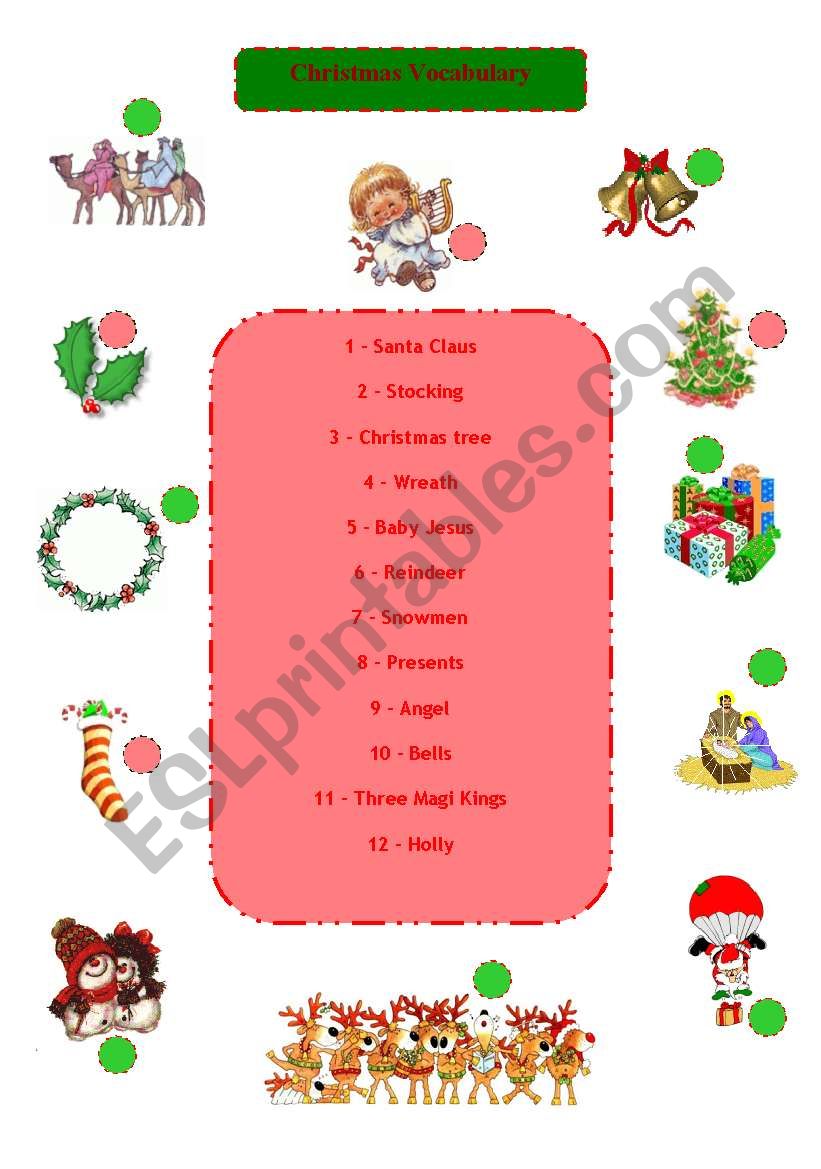 Christmas Vocabulary worksheet