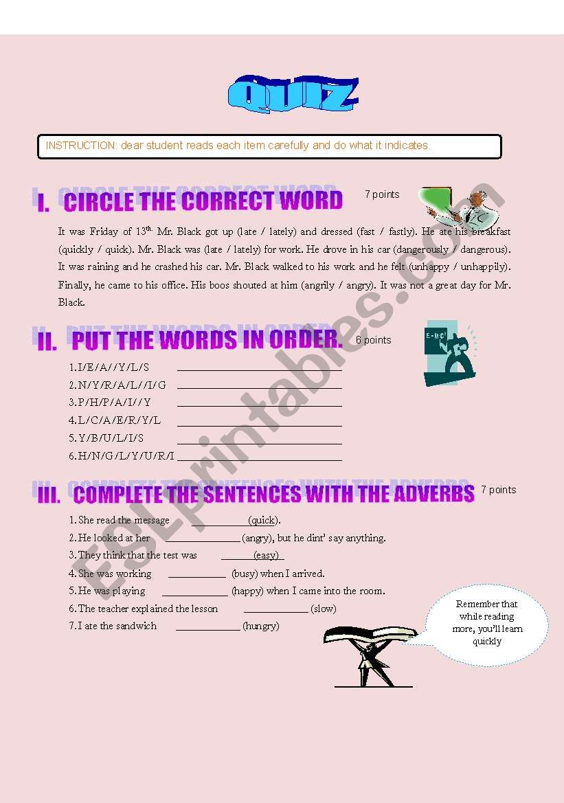 adverbs of manners worksheet