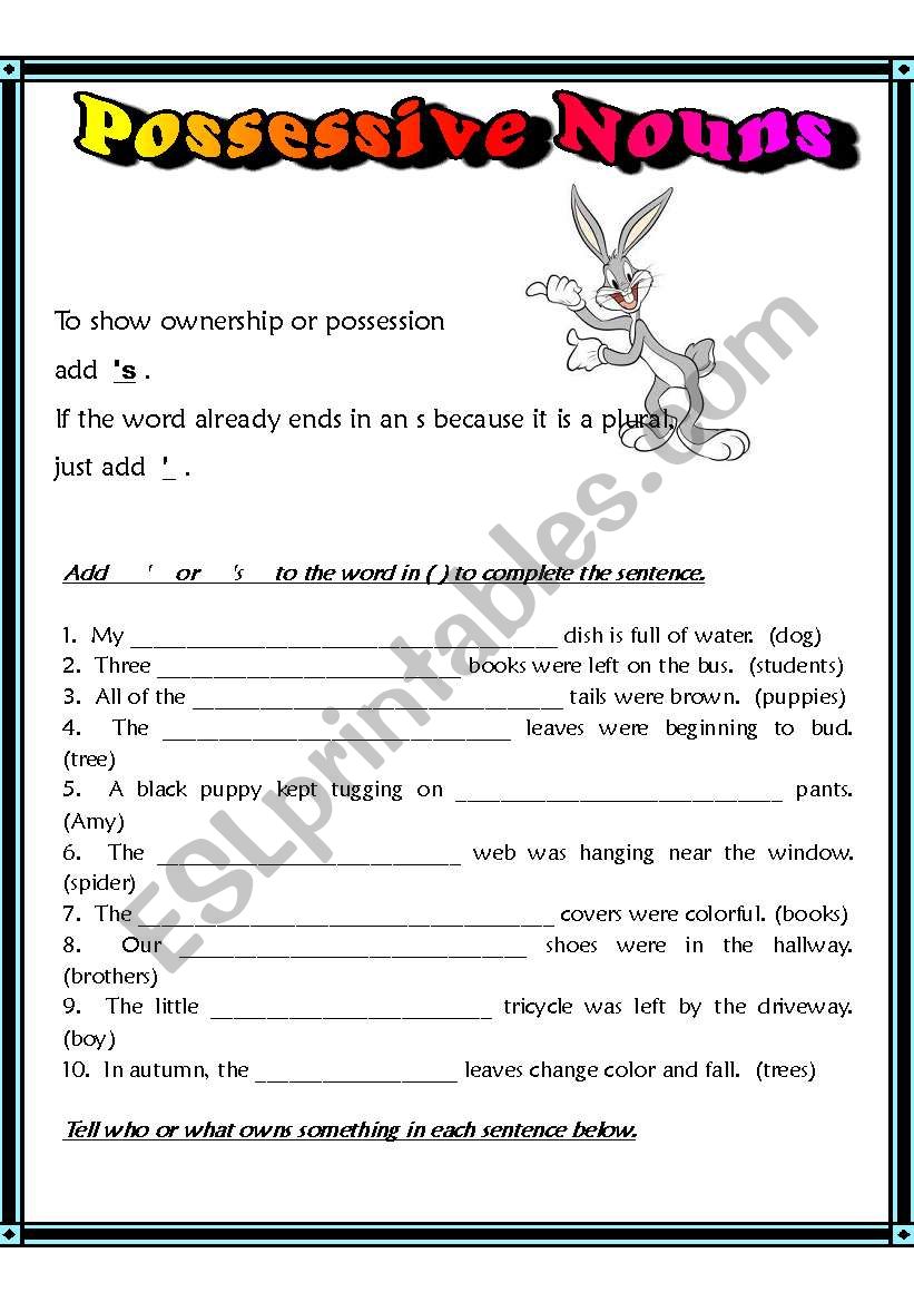 Possessive Nouns worksheet