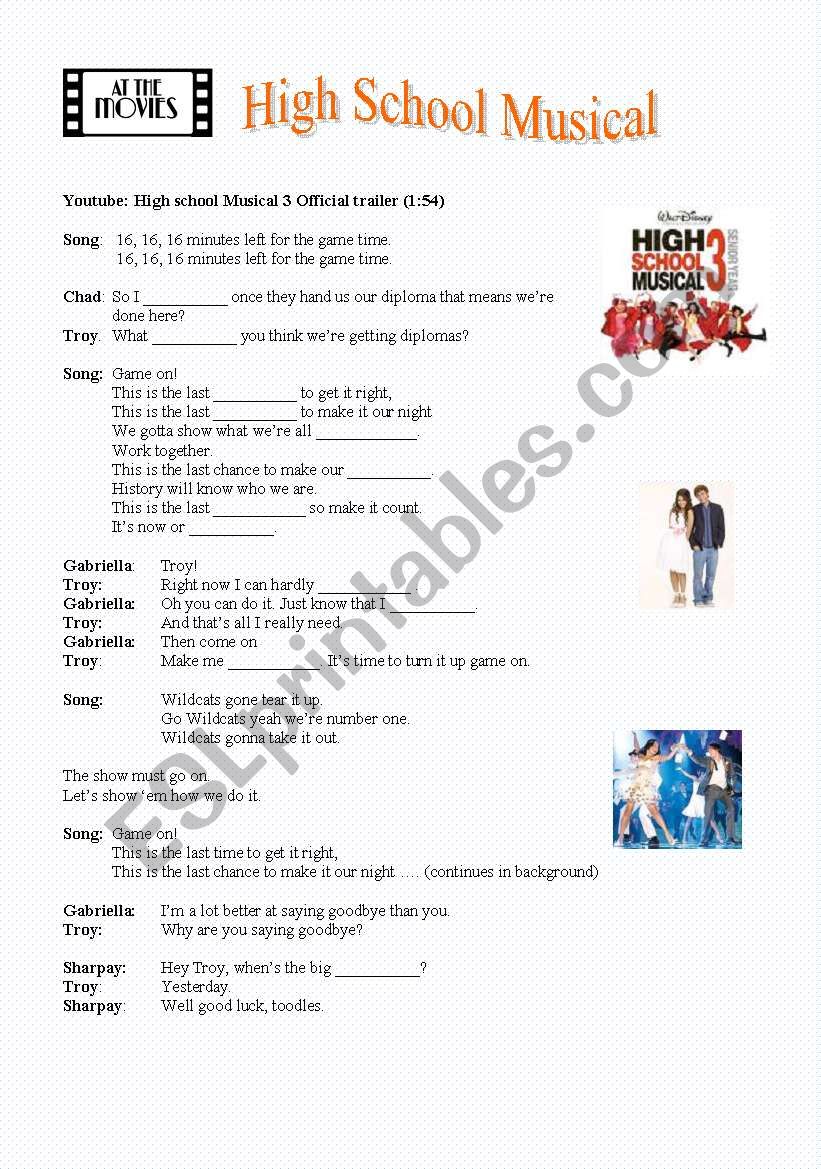 High School Musical 3 worksheet