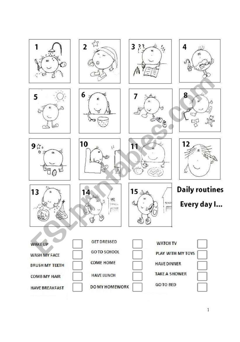 Every day I... worksheet