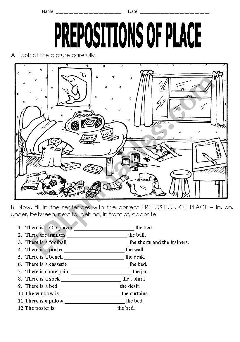 Preposition of place worksheet
