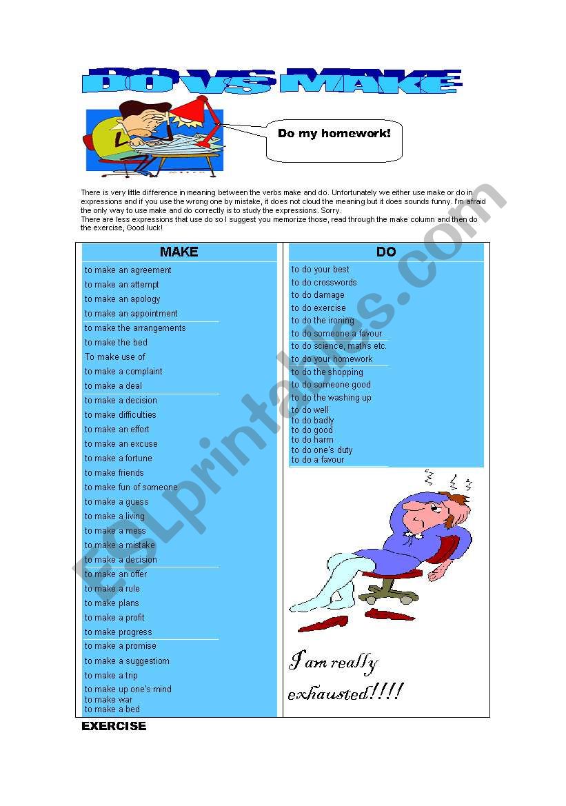 DO versus MAKE worksheet