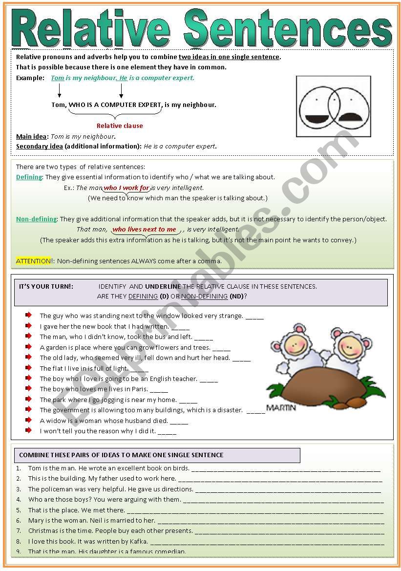 Relative Sentences worksheet