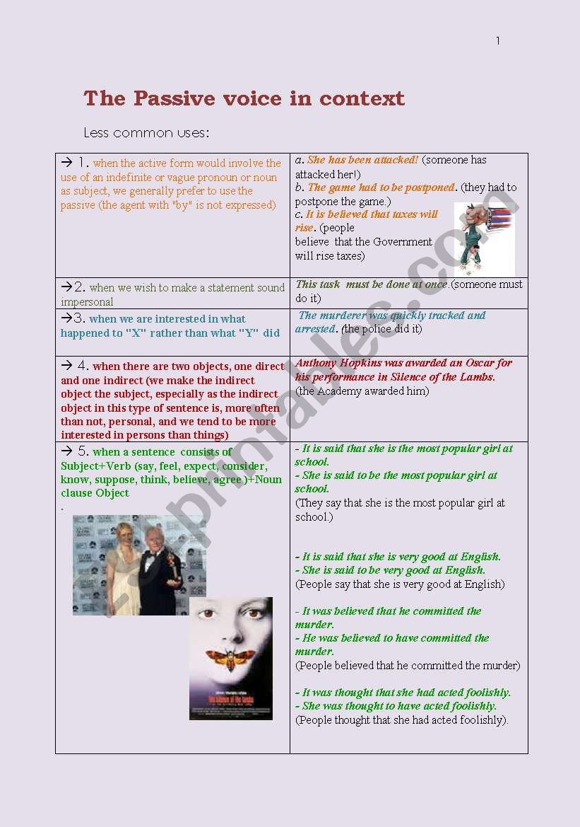 The passive voice - less common uses +exercises+key