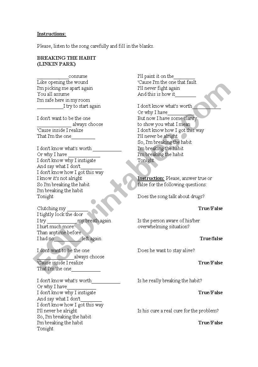 Braking the habit (listening exercise)