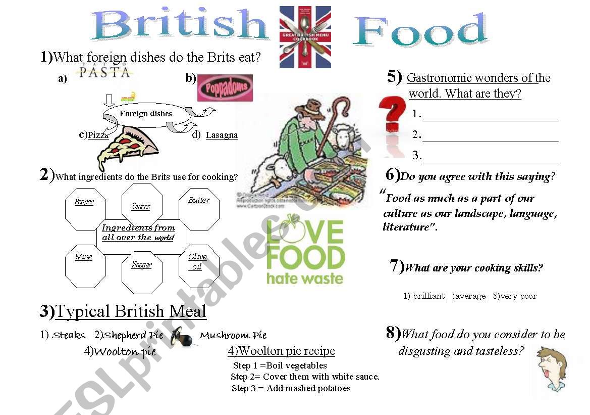 British Food worksheet