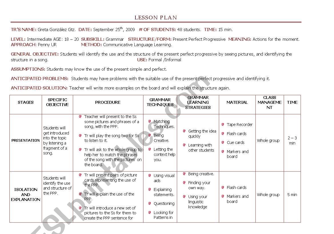 A Present Perfect Progressive Mini-lesson 