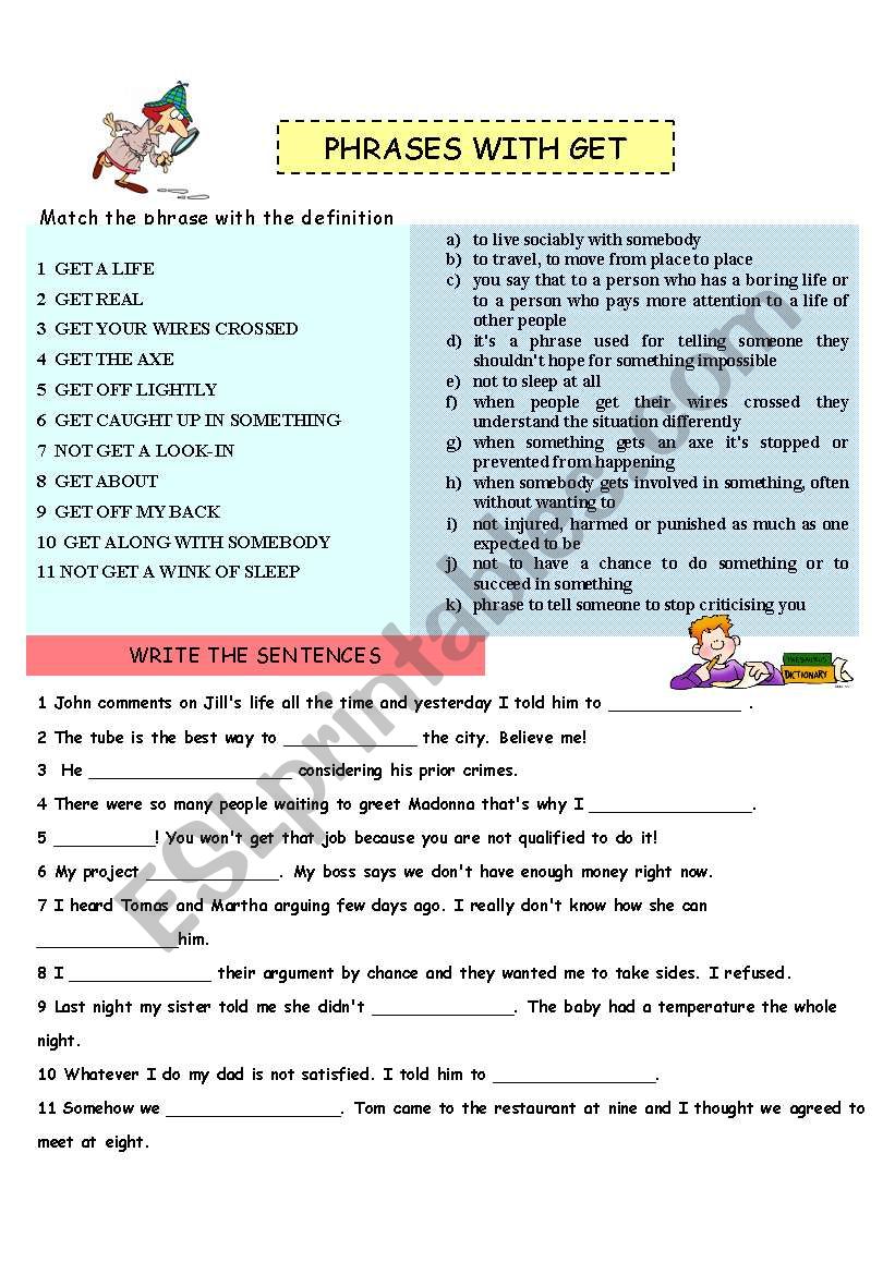 Phrases with get worksheet