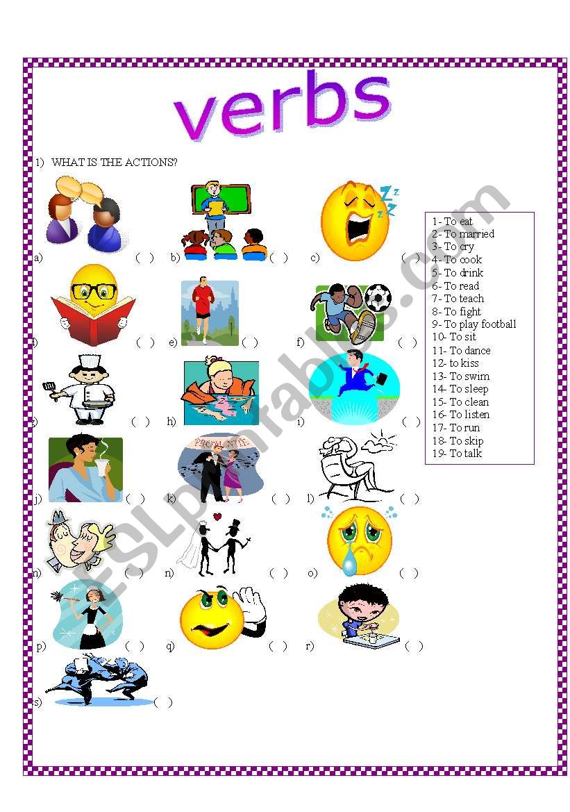 Verbs worksheet