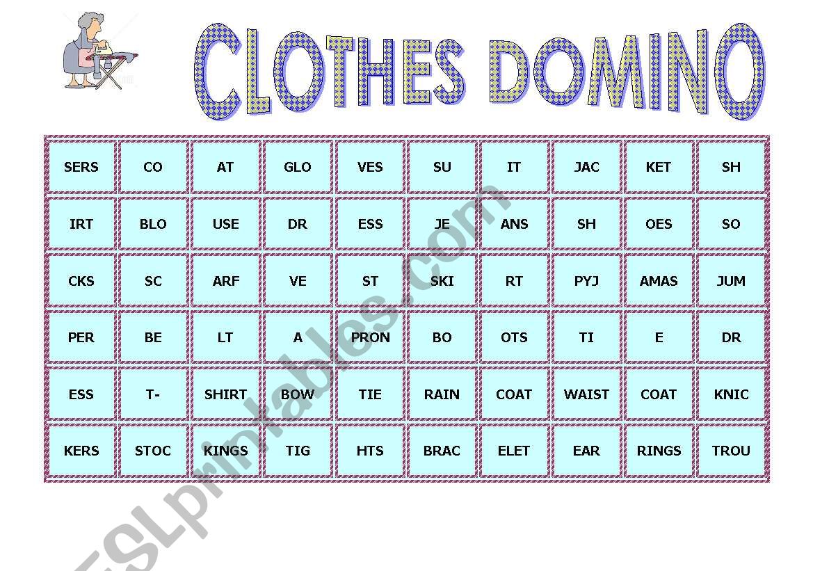 clothes domino worksheet