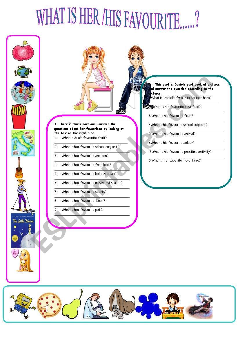 Her /his favourite worksheet