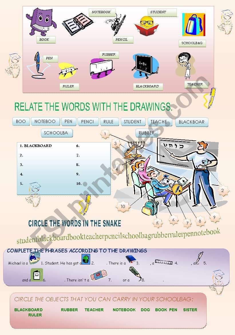 The classroom worksheet