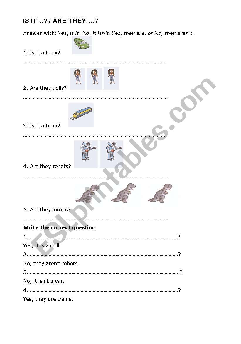 Is it..? / Are they...? worksheet