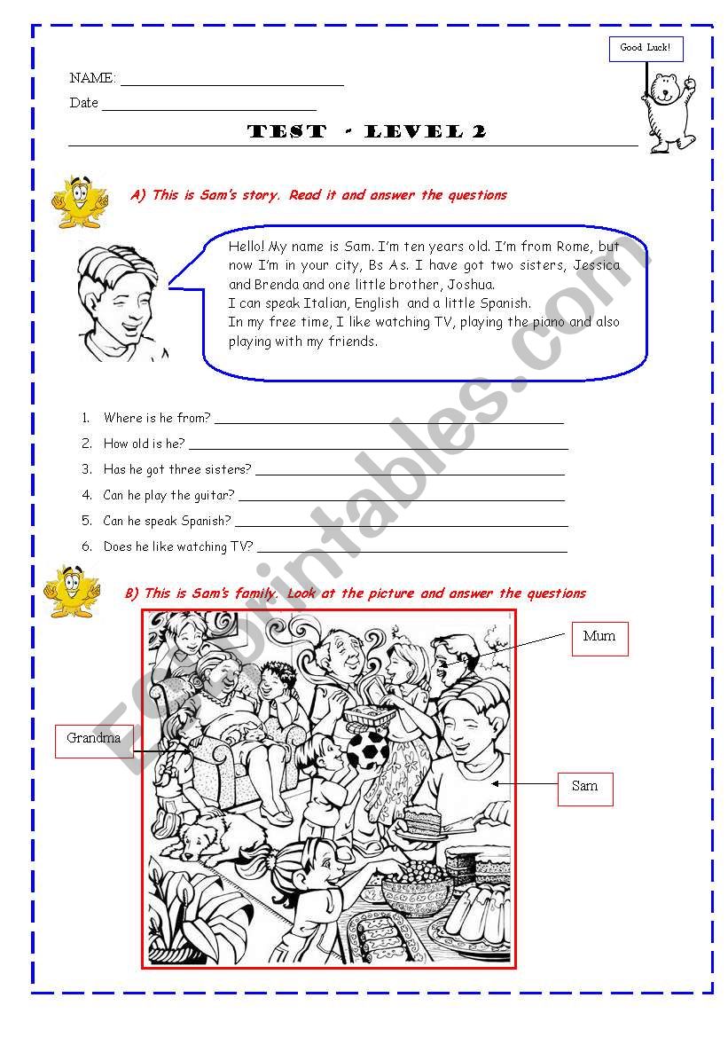 TEST - End of year test (integrated)  - 2 PAGES