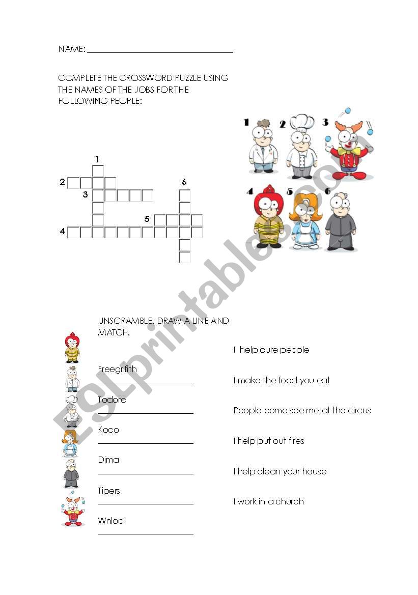 OCCUPATIONS worksheet