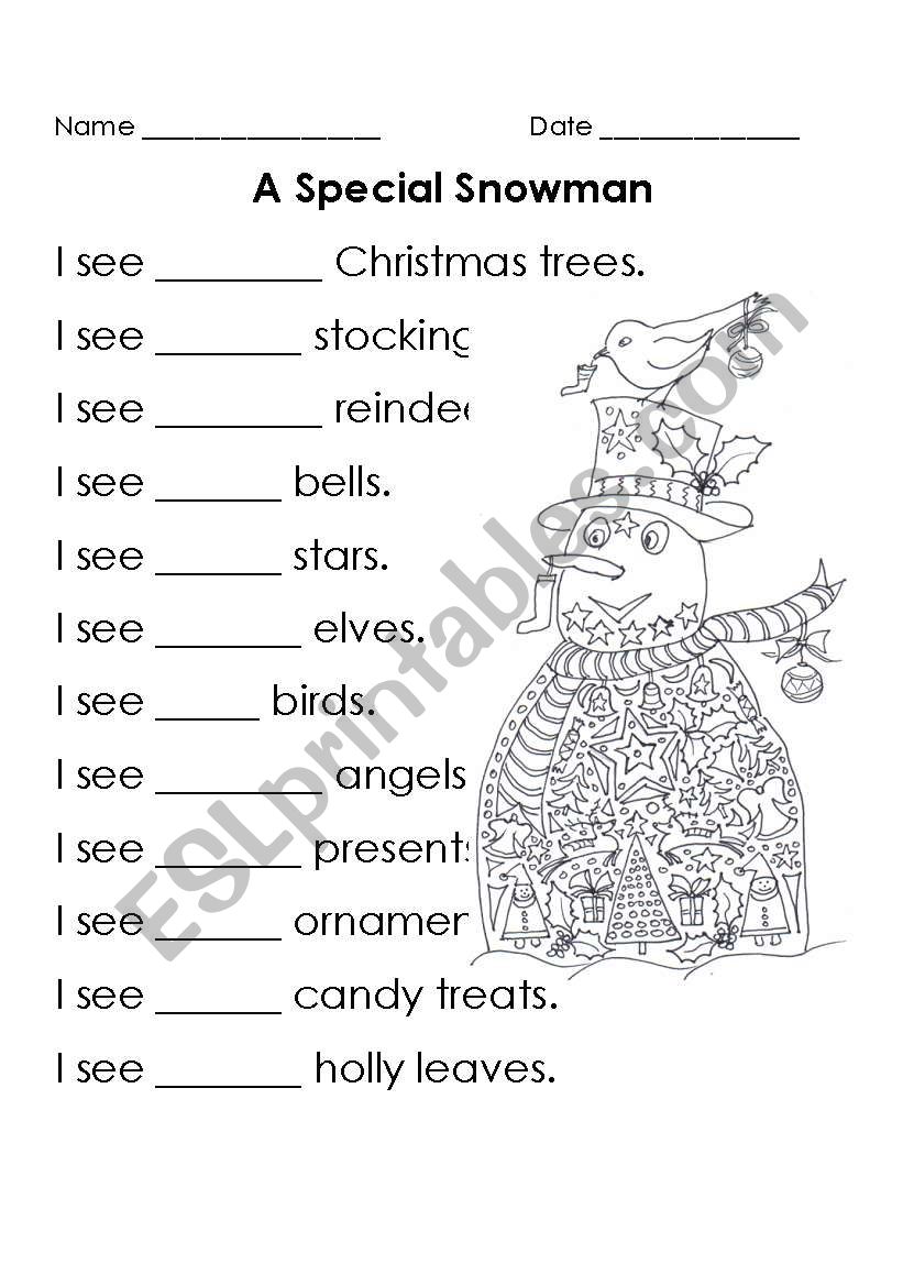 Special Snowman worksheet