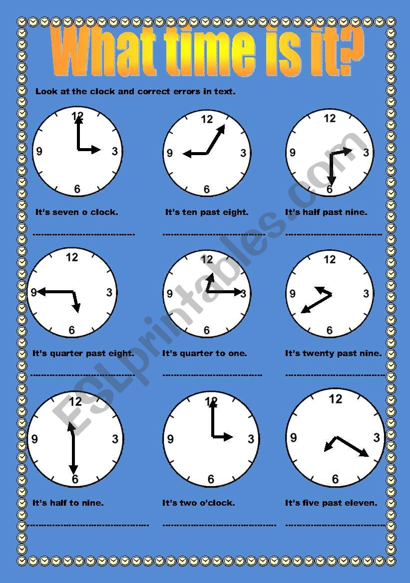 Time errors worksheet