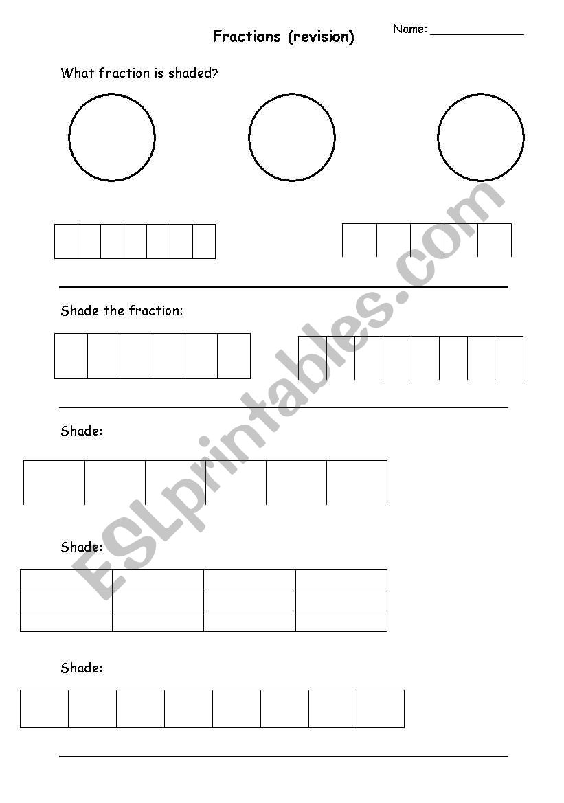 Fractions worksheet